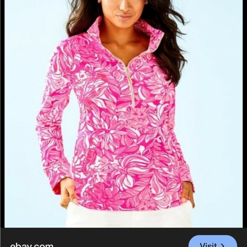 Lilly Pulitzer Skipper Popover Pawsitive Cattitude Bougainvillea Pink Women’s M